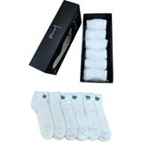 Leement Socks Erkek Bambu Dikişsiz 6 Çift Kısa Patik Çorap Üstü Lacoste Örgü - Beyaz - 40 - 45