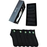 Leement Socks Erkek Bambu Dikişsiz 6 Çift Kısa Patik Çorap Üstü Lacoste Örgü - Siyah - 40 - 45