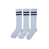 Leement socks Kadın 3 Çift Dizaltı Şeritli Pamuklu Uzun Çorap Beyaz 36-39