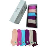 Leement Socks Kadın Bambu 6 Çift Burun Dikişsiz Düz Üstü Lacoste Örgü Kısa Patik Çorap - Renkli - 35 - 39