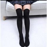 Leement Socks Kadın Diz Üstü Şık Pamuklu Çorap - Siyah - 36 - 41