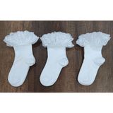 Leement Socks Kız Çocuk 3 Çift Aksesuarlı Dantelli Çorap Pamuklu - Beyaz - 3 - 4 Yaş