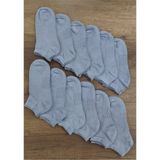 Leement Socks Unisex 12 Çift Bambu Patik Çorap Dikişsiz - Gri - 36 - 39
