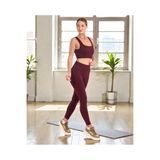 Leepsy Bordo Kadın Yüksek Bel İz Bırakmayan Esnek Toparlayıcı Dikişsiz Seamless Düz Spor Tayt