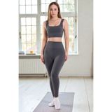 Leepsy Kadın Gri Push Up İz Bırakmayan Büzgülü Toparlayıcı Seamless Dikişsiz Yüksek Bel Rahat Sporcu Tayt