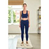 Leepsy Kadın Lacivert İz Bırakmayan Esnek Toparlayıcı Sporcu Fitilli Spor Tayt Ve Bralet Alt Üst Takım
