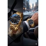 Leerybee Gold Renk Premium Klasik Erkek Kol Saati Özel Kutusunda