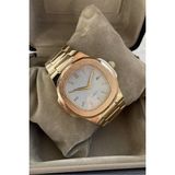 Leerybee Sınırlı Sayıda Premium Tarz Patek P Model Takvimli Erkek Kol Saati Özel Saat Kutulu - Altın - Beyaz