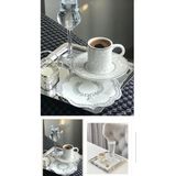 Lees home Leeshome Gümüş Kare Paslanmaz Çelik Kahve Servis Sunum Tepsi & Tabağı (21X21CM) - 3 Adet