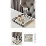 Lees home Leeshome Gümüş Kare Paslanmaz Çelik Kahve Servis Sunum Tepsi & Tabağı (21X21CM) - 6 Adet