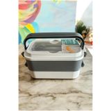LeesHome 2 Katlı Taşınabilir Yemek Kabı Lunch Box Diyet Beslenme Kutusu Saklama Kabı Çatal Kaşıklı Sefer Tası