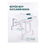LeesHome Beyaz Portatif Katlanabilir Büyük Boy Masa Piknik Masası 67 X 47 X 57 Cm