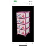 LeesHome Büyük Boy Pembe Çocuk 4 Çekmeceli Komidin Sebzelik Şifonyer 028