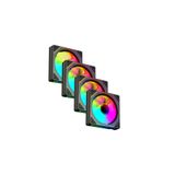 leeways ARGB Aydınlatmalı Double Ring Aynalı 120mm Kasa Fan Seti – 4'lü Paket (SİYAH)
