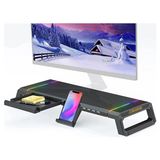 Leeways Masaüstü Stand Yükseltici Katlanabilir Rgb Çekmeceli Monitör Standı - Siyah