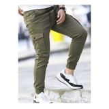 LEFNY COLLECTİON Erkek Haki Kaliteli Pamuklu Esnek Kargo Cepli Ve Beli Lastikli Jogger Pantolon