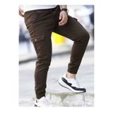LEFNY COLLECTİON Erkek Kahverengi Kaliteli Pamuklu Esnek Kargo Cepli Ve Beli Lastikli Jogger Pantolon