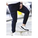 LEFNY COLLECTİON Erkek Lacivert Kaliteli Pamuklu Esnek Kargo Cepli Ve Beli Lastikli Jogger Pantolon