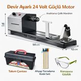 LEFS&ÖZTÜRK 24 Volt Devir Ayarlı anahtarsız Çelik Mandrenli Hobi Torna Makinesi