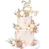 LEFUBABY Ahşap Oh Bebek Pasta Süsü Yapay Yapraklarla Rustik Bebek Duş Dekorasyonları Bebek Duşu Yenidoğan Doğum Günü Partisi Çocuklar Cinsiyet Açıklama Dekorasyonları Pasta Parti Malzemeleri (Tasarım 2 A)