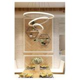 LEGACY Rings Modern Tasarım Eskitme Renk - Yatak Odası - Salon - Çocuk Odası - Mutfak Beyaz Led 3 Lü Avize Eskitme 40 x 40