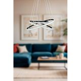 LEGACY Rings Modern Tasarım Siyah Renk - Yatak Odası - Salon - Çocuk Odası - Mutfak Beyaz Led 3 Lü Avize Siyah 40 x 40