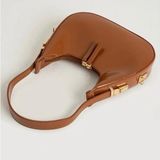 Legend Aksesuar Kadın Rugan Deri Baget Cherry Bag Fermuar Kapamalı Cherry Bag Özel Askı Detaylı Kol Çantası - Taba