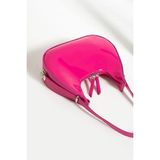 Legend Aksesuar Kadın Rugan Deri Baget Cherry Bag Fermuar Kapamalı Özel Askı Detaylı El ve Kol Çantası - Pembe