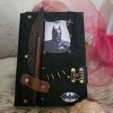 Legend Deri Batman El Yapımı Hakiki Deri Şamua Kraft Kağıt Eskitme Hediyelik Anı Günlük Ajanda A5 Defter - Siyah - Beyaz