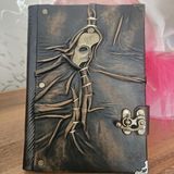 Legend Deri Tiyatro Yarım Maske Hakiki Deri Italyan Deri El Yapımı Kırışık Defter - Akaju Açık Kahve - 14.20 cm