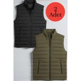 legends butik 2 Adet Erkek Kapitone Astarlı Çift Cepli Şişme Yelek