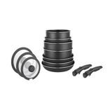 Leggno All-In-One Titanium 12 Parça Set: 20-24Cm Derin & 24-26Cm Sığ Tencere 22-26-28Cm Tava 20Cm-24Cm-26Cm Cam Kapak 2 Adet Özel Sap