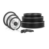 Leggno All-In-One Titanium 7 Parça Set: 20-24Cm Derin&26Cm Sığ Tencere 20-24-26Cm Cam Kapak 1 Adet Özel Sap