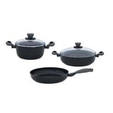 Leggno COLORGY Titanium 5 parça set gri (22cm derin tencere + 26cm sığ tencere&tava)