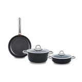 Leggno MASTER DAILY Titanium 5 parça set çelik sap siyah (22cm derin tencere + 26cm sığ tencere&tava)