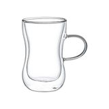 Leggno Vetro Borosilikat Çift Camlı Kulplu Çay Bardağı 150 Ml (2 Adet) - Şeffaf