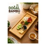 legna Premium Doğal Bambu Sunum Tepsisi 35x15 cm | Kahvaltılık, Çay ve Kahve Servis Tahtası