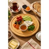 legna Premium Yuvarlak Bambu Sunum Tahtası 26 CM | Kahvaltı & Servis Tabağı
