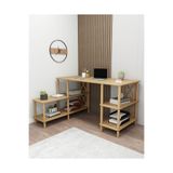 Legno Çalışma Masası: Minimalist Mdf, Ahşap Ayak Ve Yazıcı Rafı