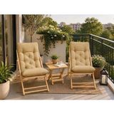 Legno Nest Bahçe ve Balkon Mobilyası Katlanır Sandalye ve Masa Seti - Cappucino - Bej