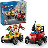 LEGO ® City 60458 Pizza Arabası İtfaiye Kamyonuna Karşı Yarış Arabası 100 Parça Oyun Seti Hediyelik