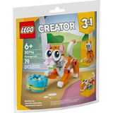 LEGO Creator Turuncu Kedi 30714 – 6 Yaş ve Üzeri Kız ve Erkek Çocuklar için Timsaha ve Yuvası, 2 Yumurtası Olan 1 Baykuşa Dönüşebilen Yaratıcı Oyuncak Yapım Seti, Doğum Günü Hediyesi Fikri (79 Parça)