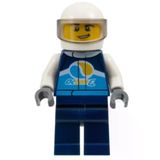 Lego CTY1110 Race Car Driver Male Dark Blue Octan E Racing Jacket and Legs White Helmet Mini Figür