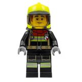 Lego CTY1362 Fire Male Black Jacket and Legs With Reflective Stripes and Red Collar Mini Figür