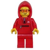 Lego CTY1627 Mountain Bike Cyclist Male Red Tracksuit Hoodie Safety Glasses Mini Figür