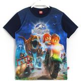 LEGO Dinazorlu Lego Jurassic World Oyun 3D Baskılı Kısa Kollu Yazlık Erkek Çocuk Tişört Lacivert 001-0002049 - 8 - 9 Yaş