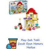 LEGO Duplo Peppa Pig Doğum Günü Evi, 2 Yaş ve Üzeri Çocuklar Için Guzel Bir Oyun Seti, Peppa Pig, Midilli Pedro ve Koyun Suzi'nın Peluş Figürleri Dahil, Hediye Fikri O + Play-Doh Oyun Hamuru