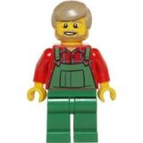 Lego HOL067 Minifigures Overalls Farmer Green Dark Tan Hair and Beard Mini Figür
