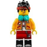Lego MK001 Monkie Kid Bright Light Orange Open Jacket Dark Turquoise Headphones Smirk Angry Mini Figür