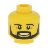LEGO Orjinal Aksesuar Custom Minifigür Minifigure Head Sarı Siyah Sakallı Erkek